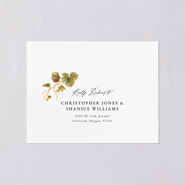 Romantic Vineyard All-in-One Wedding Invitations Rust Signature Light Both Recipient and Return Addresses No
