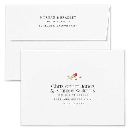 Wildflower Arch Wedding Invitation Envelopes Pure White Kraft Return Address Standard Signature
