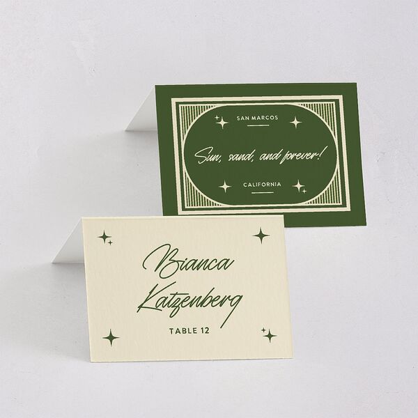 Retro Tropical Destination Place Cards Pear Signature