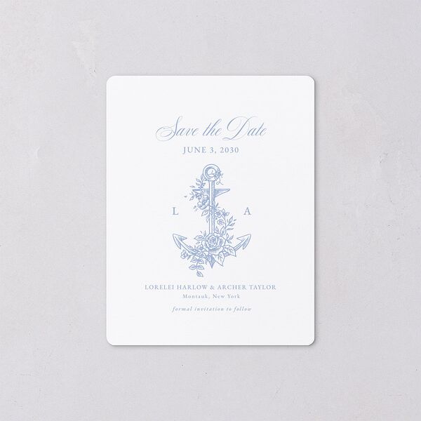 Coastal Oysters and Anchors Save The Date Magnets Sea Blue Magnet Paper