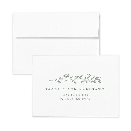 Delicate Frame Response Card Envelopes Terracotta Thyme Return Address Signature Standard