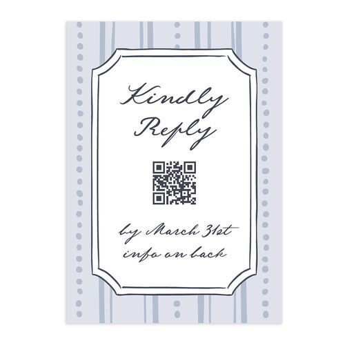 Vintage Candelabra with Bow QR Code RSVP Cards Ocean Signature Standard