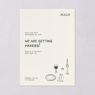 Hand Drawn Recipe Save the Date Cards Dark Camo Signature smooth Blank No Standard