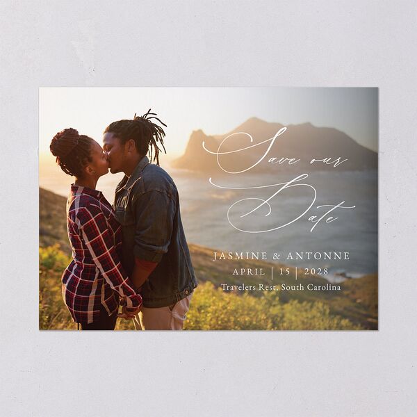 Romantic Roses Save The Date Cards Off-White Signature smooth Blank No Standard