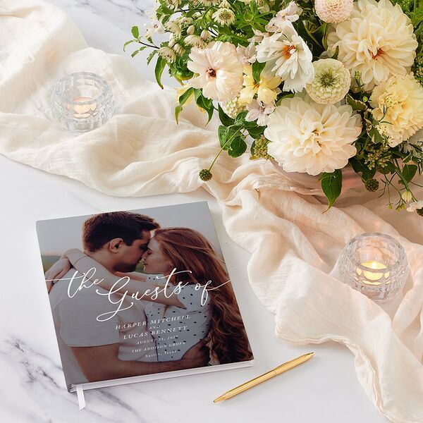 Gilded Photo Guest Books Midnight Navy