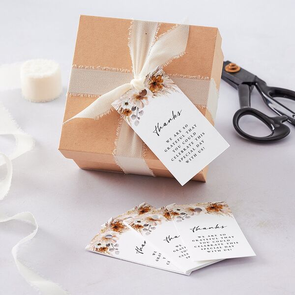 Bohemian Floral Hoop Favor Gift Tags Camel Signature
