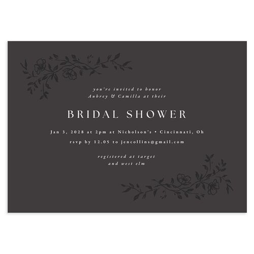 Gilded Branches Bridal Shower Invitations Charcoal Signature Blank Standard