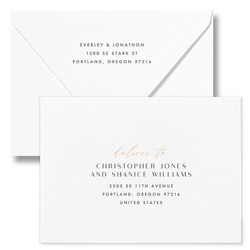 Sparkling Romance Rehearsal Dinner Invitation Euro Envelopes White Licorice Both Recipient and Return Addresses Luxe Signature