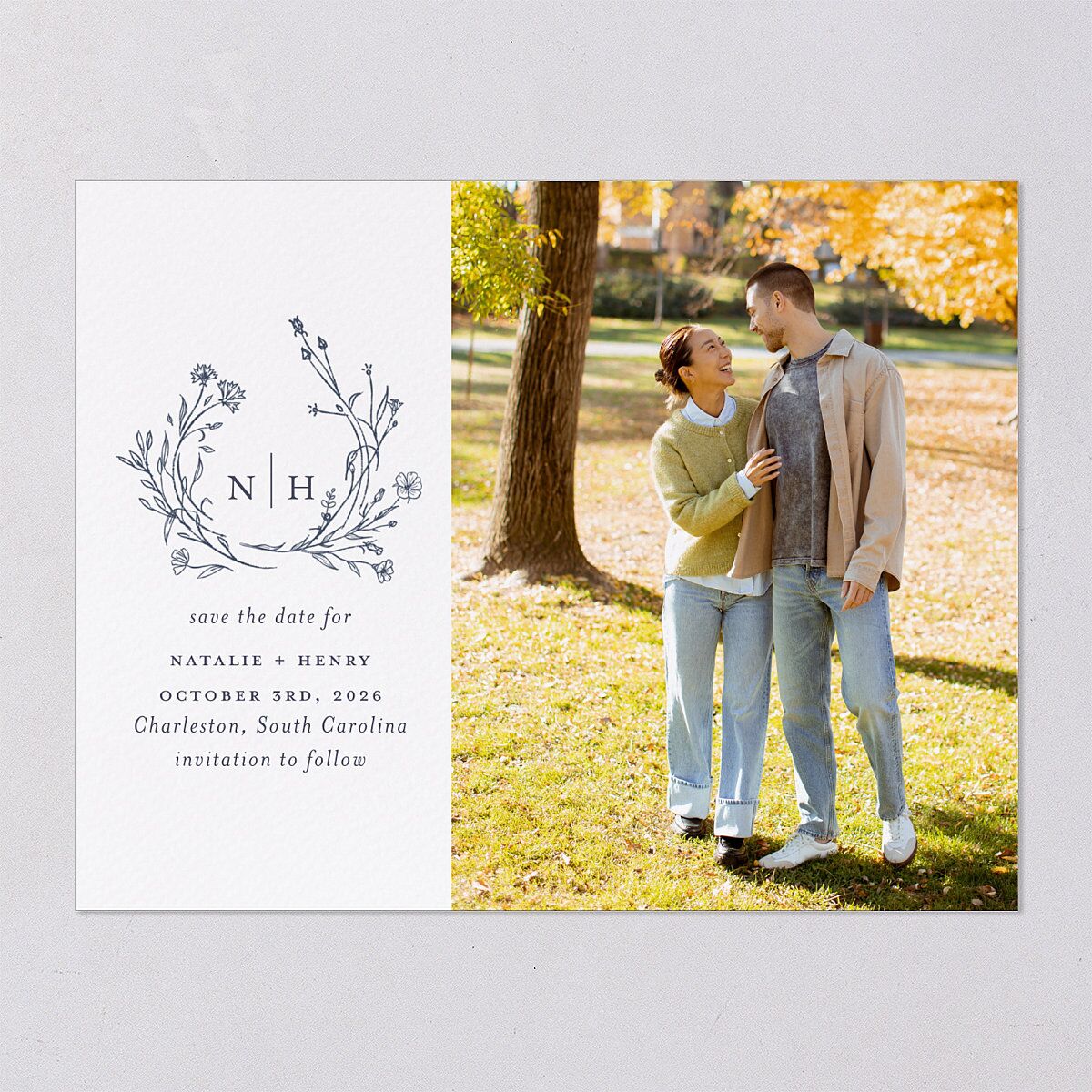 Natural Monogram Save the Date Petite Cards — view 7