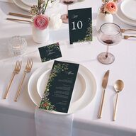 Opulent Garden Foil Place Cards Gold Dark Emerald Signature