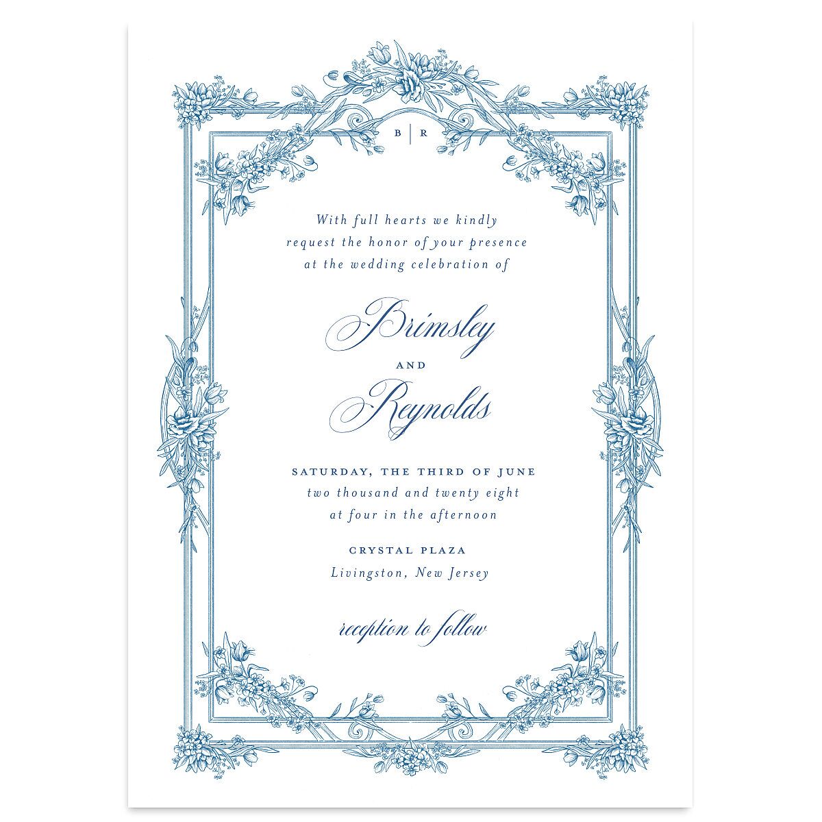 Elegant Antique Toile Frame Wedding Invitations by Bridgerton