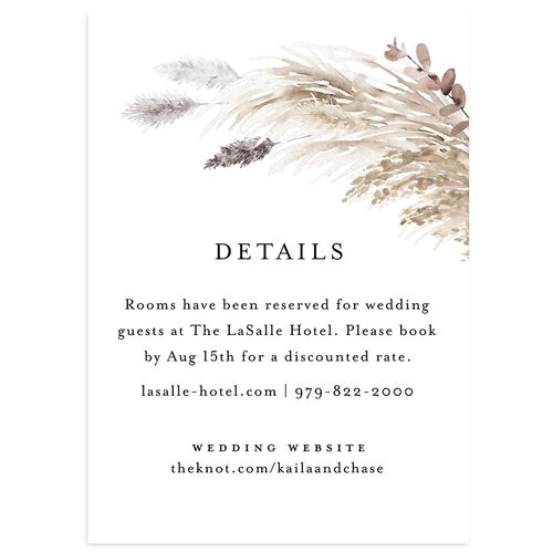 Soft Pampas Botanical Wedding Event Detail Cards Midnight Signature Standard