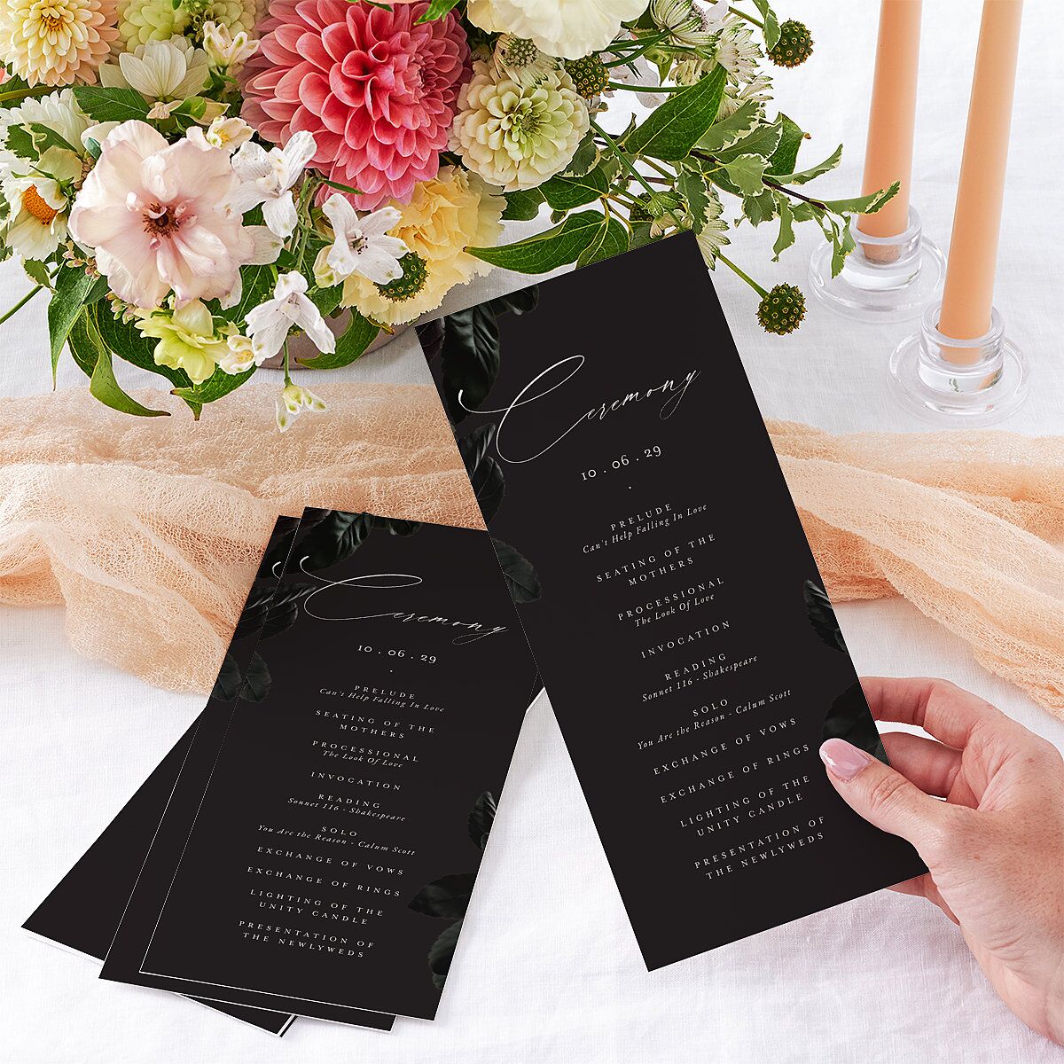 Vintage Gothic Wedding Programs Licorice Signature