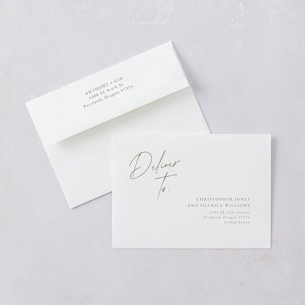 Corner Date Wedding Invitations Pure White Signature Blank No Standard