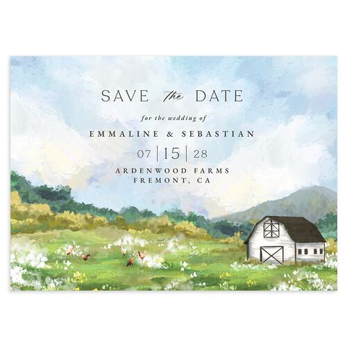 Western Barn Save the Date Cards Charcoal Signature smooth Blank No Standard