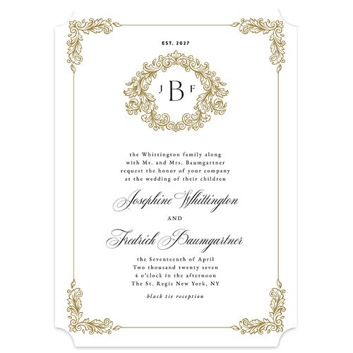 Black Tie Crest Wedding Invitations Pure White Signature Blank No Ticket