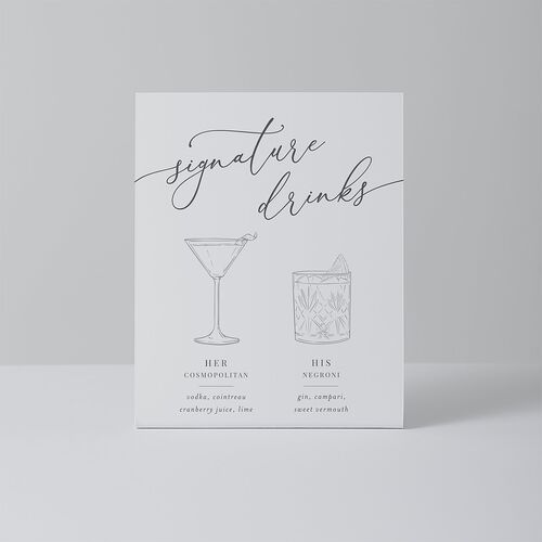 Romantic Calligraphy Bended Tabletop Sign X-small Silver Standard Plastic XS Tabletop Table