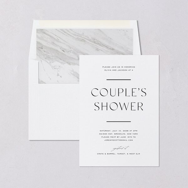 Just Us Bridal Shower Invitations Pure White Signature Blank Standard
