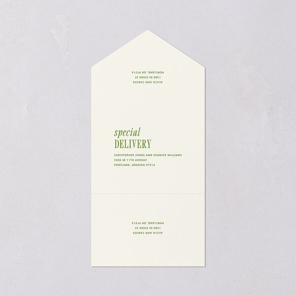 Editorial Promise All-in-One Wedding Invitations Meadow Signature Light Both Recipient and Return Addresses No