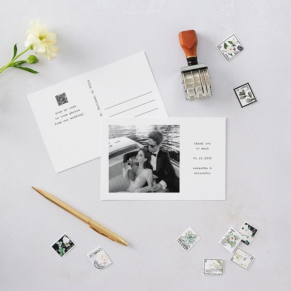 Elegant Sign Off Thank You Postcards Pure White