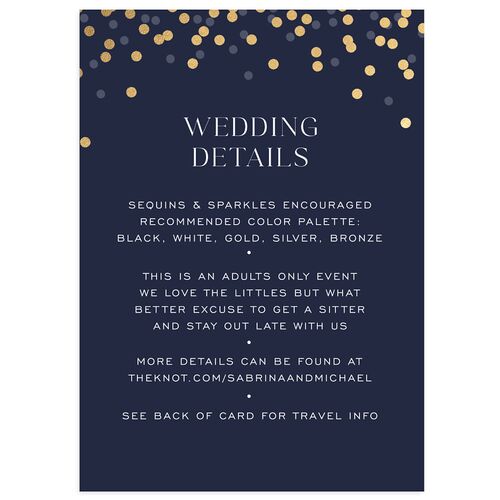 Confetti Glam Wedding Enclosure Cards Gold Navy Signature Standard