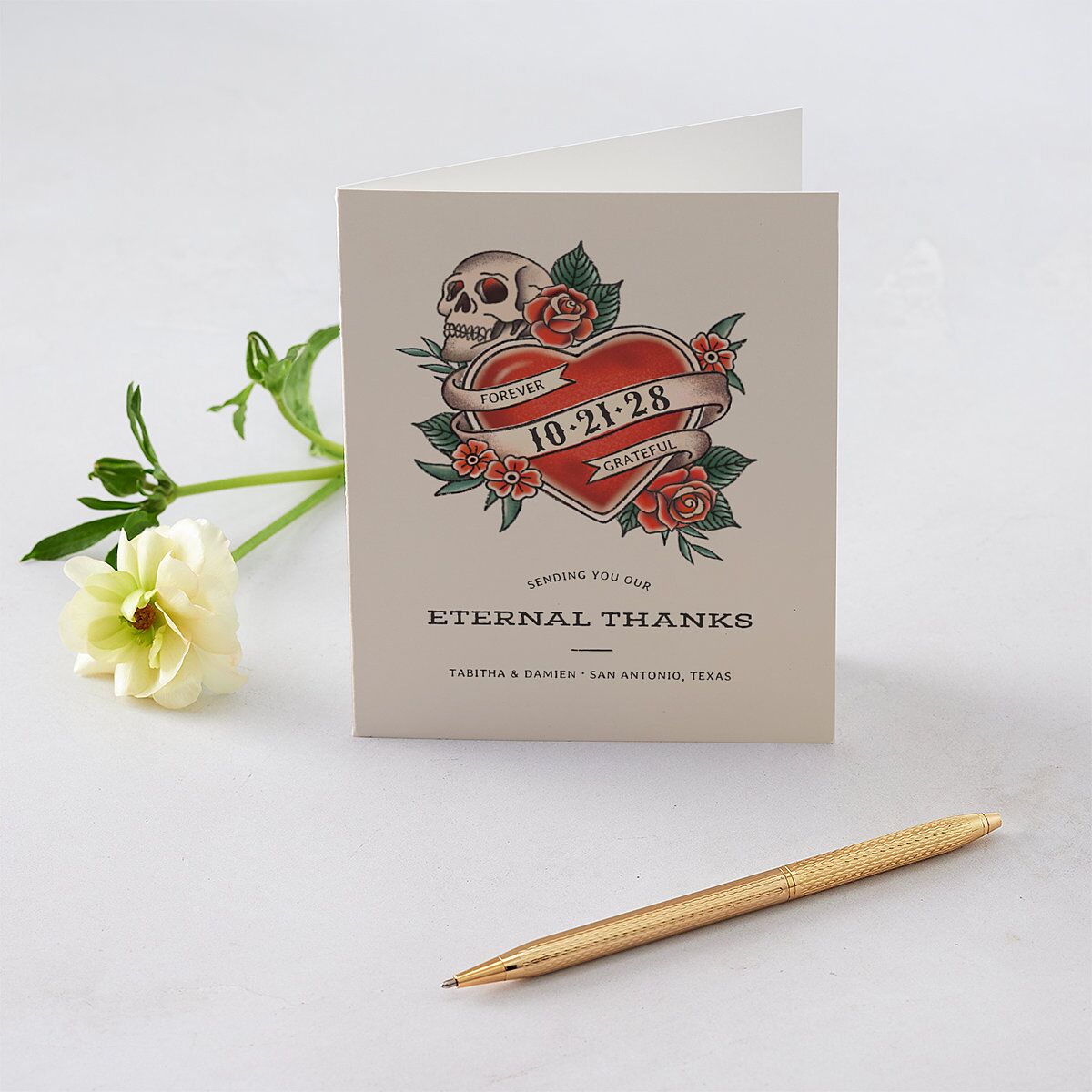 Til Death Tattoos Thank You Cards Linen