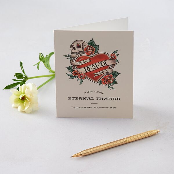 Til Death Tattoos Thank You Cards Linen