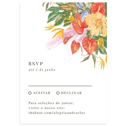 Flores Tropicais Wedding Response Cards Gold Pumpkin Signature Standard