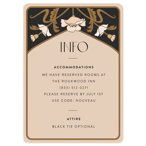 Vintage Nouveau Floral Wedding Enclosure Cards Licorice Signature Rounded
