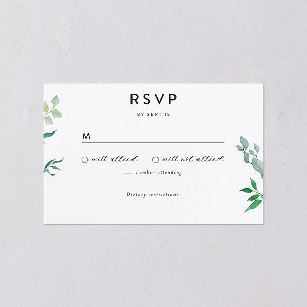 Leafy Ampersand All-in-One Wedding Invitations Eucalyptus Signature Light Both Recipient and Return Addresses No