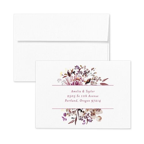 In Bloom Wedding Response Card Standard Envelopes White Raspberry Return Address Signature Standard