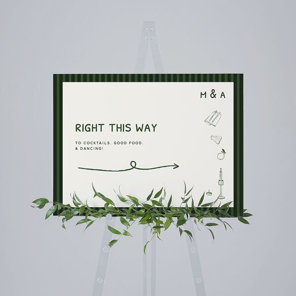 Hand Drawn Recipe Standard Direction Sign Medium Dark Camo Standard Indoor Foam Core M Direction