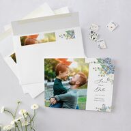 Gilded Hydrangea Save the Date Cards Gold Ocean Signature smooth Blank No
