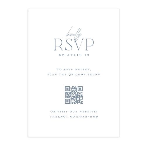 Minimalist Accent Leaf QR Code RSVP Cards Dusty Blue Signature Standard