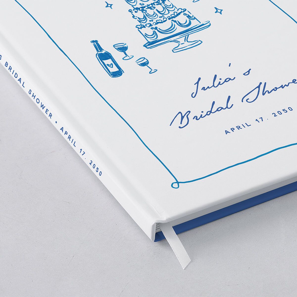 Hand Drawn Cake Bridal Shower Guest Books French Blue