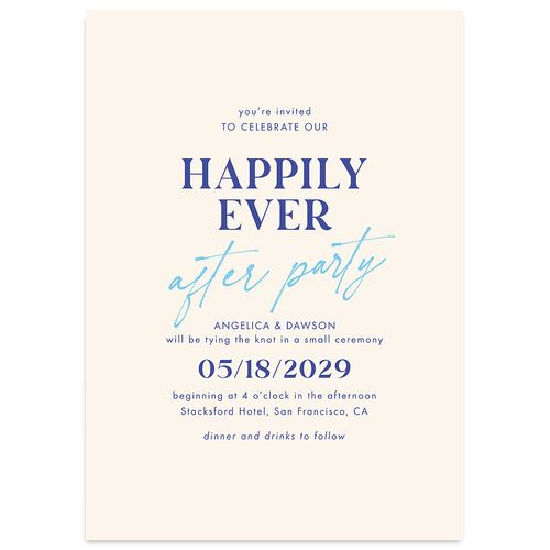 Happily Ever After Party  Wedding Invitations Dusty Blue Signature Blank No Standard
