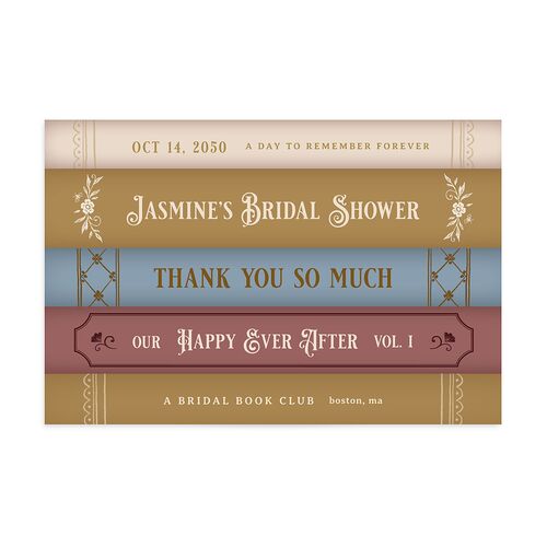 New Chapter Vintage Storybook Bridal Shower Thank You Postcards Linen