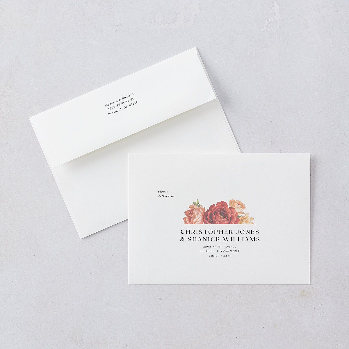 Vintage Awkward Photo Hearts Save The Date Card Envelopes White Barely Peach Both Recipient and Return Addresses Signature Standard