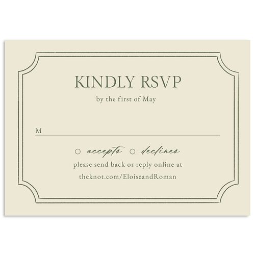 Vintage Botanical Sketch Wedding Response Cards Dark Camo Signature Standard