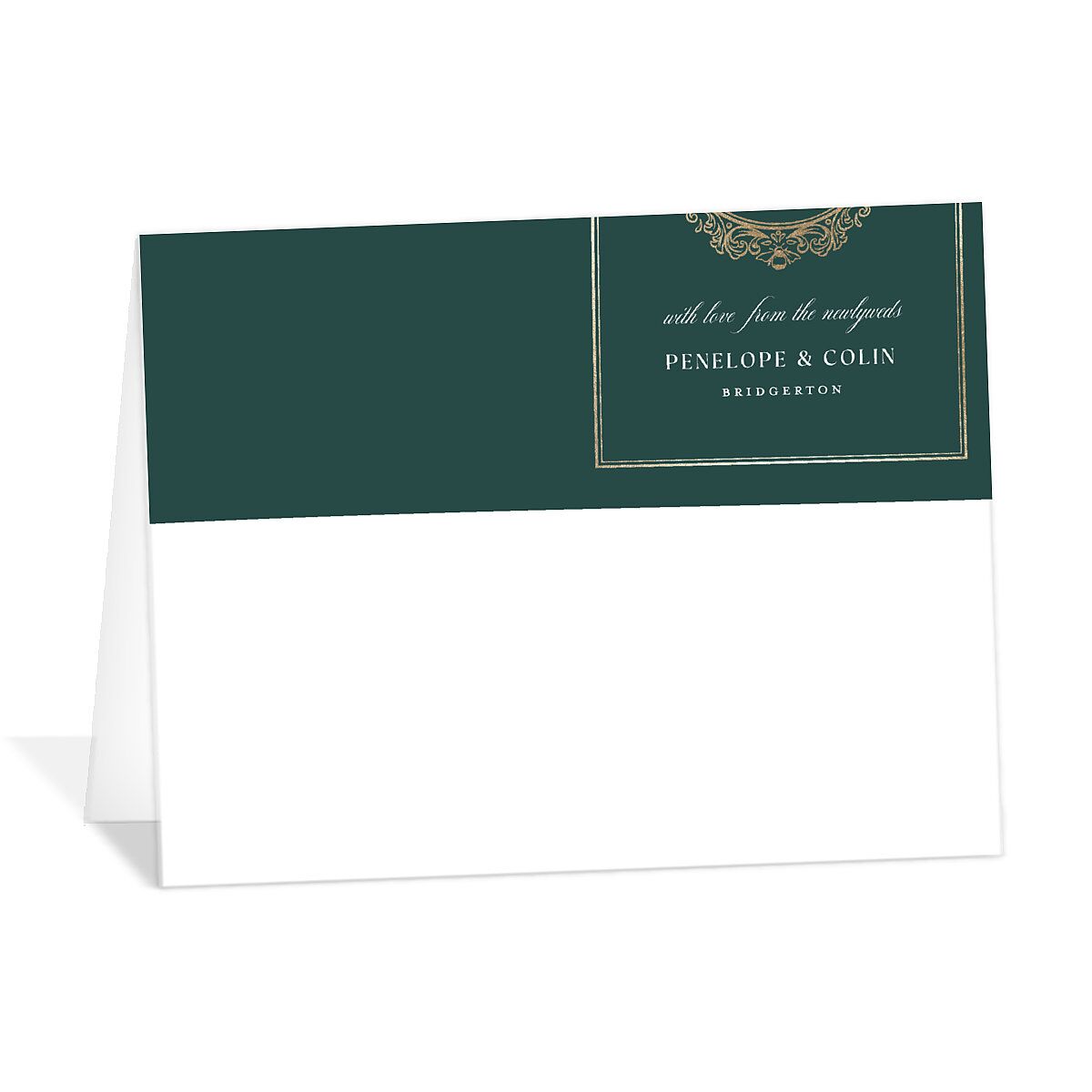 Glamorous Crown Monogram Crest Thank You Cards by Bridgerton