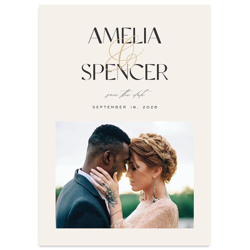 Together Save The Date Cards Gold Champagne Signature smooth Blank No Standard