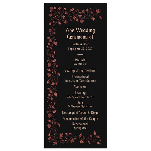 Vintage Fantasy Vines Wedding Programs Licorice Signature