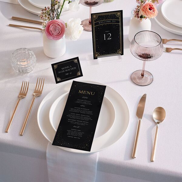 Written In The Stars Place Cards Gold Midnight Signature