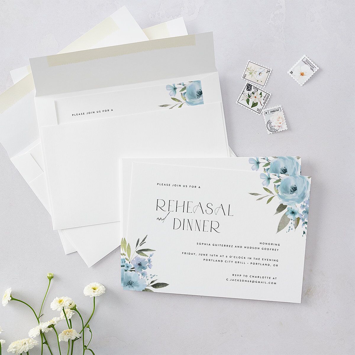 Beloved Union Rehearsal Dinner Invitations Ocean Signature Blank Standard