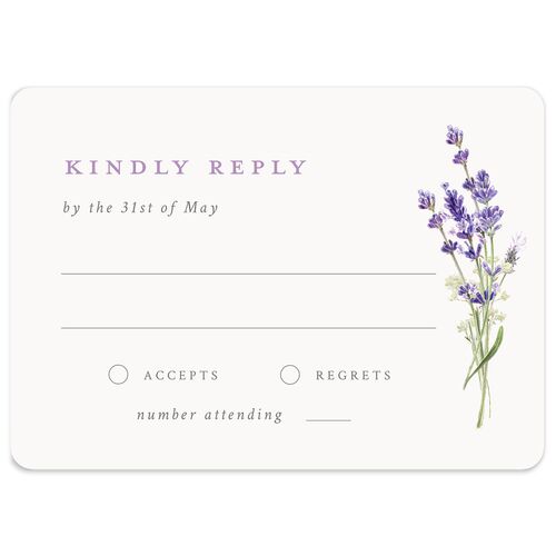 Elegant Farmhouse Lavender Wedding Response Cards Ivory Signature Rounded