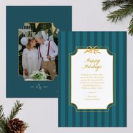 Vintage Bow Frame Holiday Cards Deep Lake Signature Blank Portrait  Standard