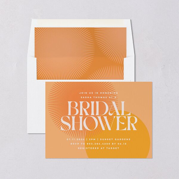 Retro Sunburst Bridal Shower Invitations Pumpkin Signature Blank