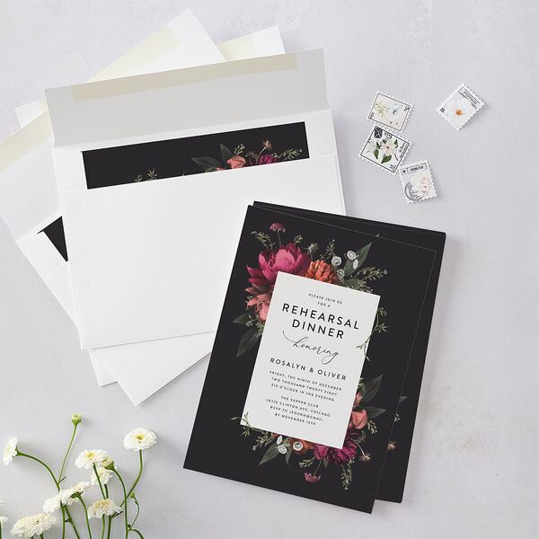 Blooming Botanical Rehearsal Dinner Invitations Midnight Signature Blank Standard