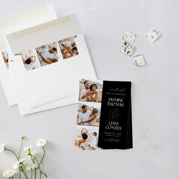 Intricate Ampersand Save the Date Petite Cards Midnight Signature smooth Blank No Standard