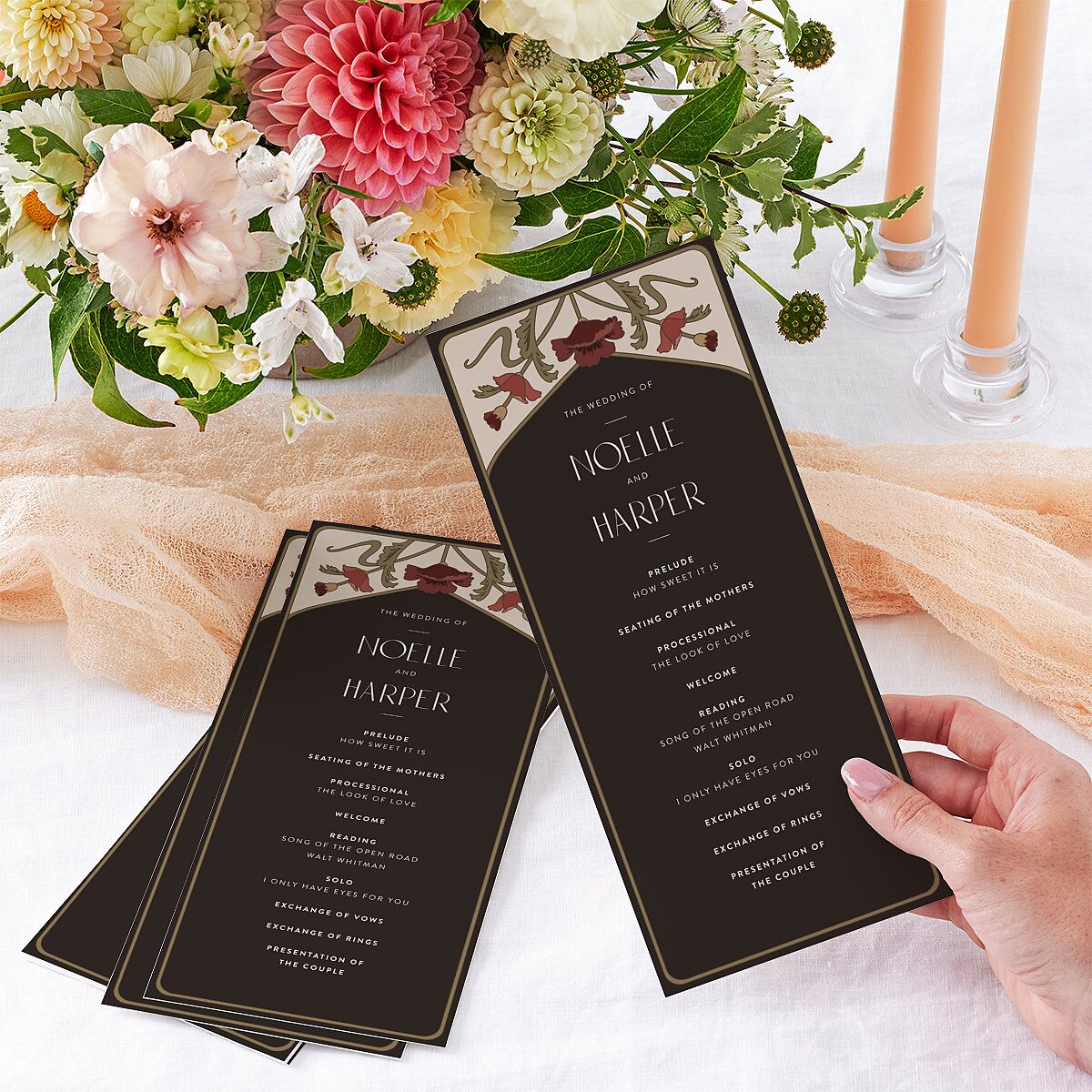 Vintage Nouveau Floral Wedding Programs Merlot Signature